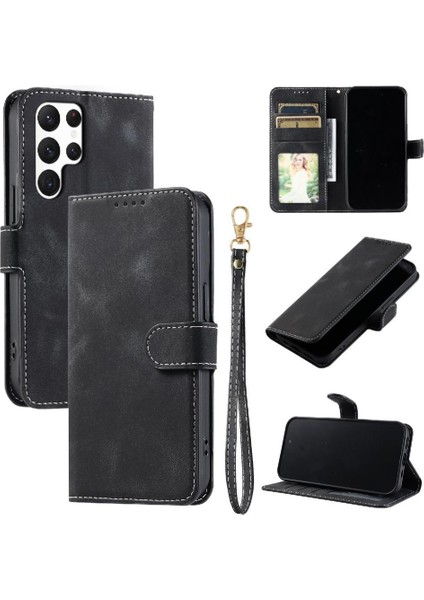 Samsung Galaxy S24 Ultra Cüzdan Kart Yuvaları Için Flip Case Bilek Kayışı Pu (Yurt Dışından) indirimleri