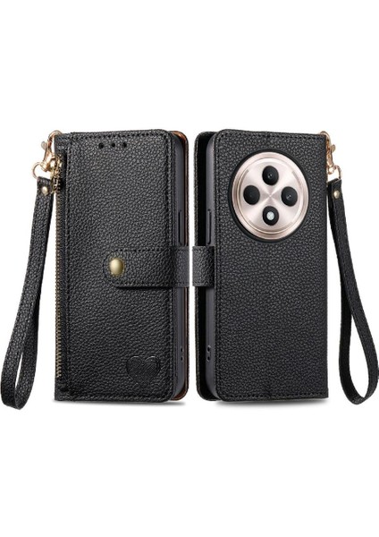 Oppo Oppo 12F Cüzdan Aşk Darbeye Deri Kılıf Fermuar Için Flip Case (Yurt Dışından)