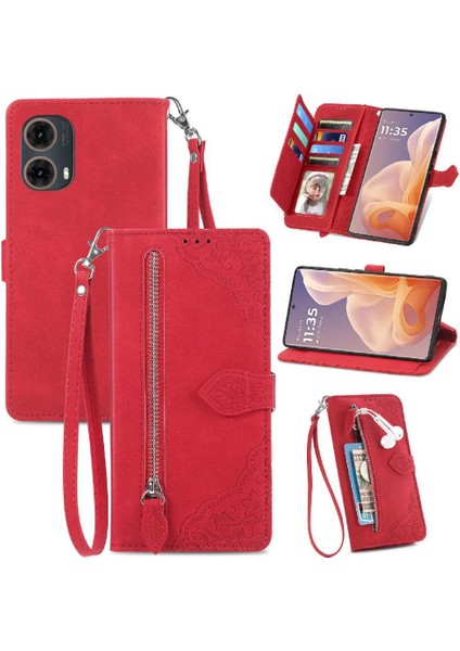 Moto G45 Çoklu Kart Yuvası Flip Fermuar Tarzı Çok Renkli (Yurt Dışından)