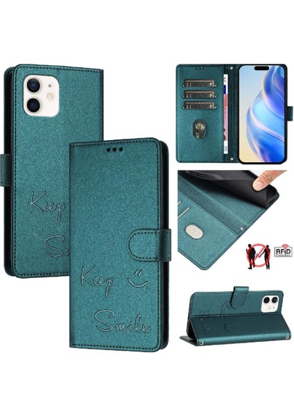 IPhone 12 Için Kılıf Mini Kart Tutucu Cüzdan Kapak Çevirin Rfıd Engelleme Pu (Yurt Dışından)