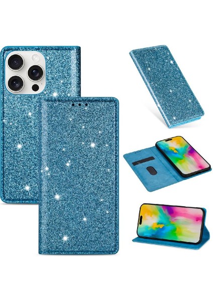 IPhone 16 Pro Max Manyetik Kapatma Flip Case Cüzdan Için Glitter Flip Case (Yurt Dışından)
