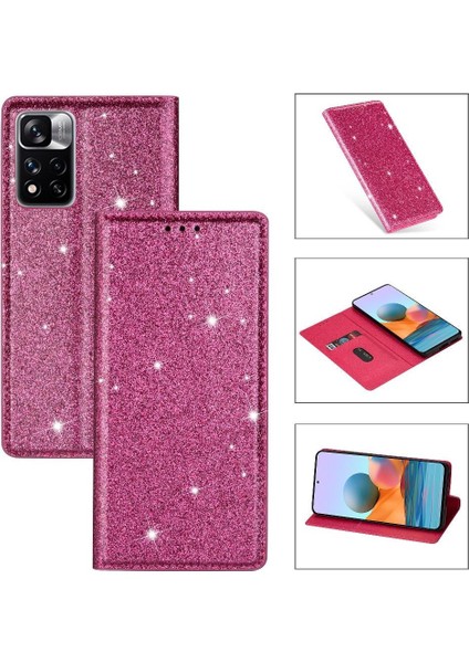 Glitter Flip Case Redmi Için Not 11 4G/11S 4g Kart Tutucu Pu Flip (Yurt Dışından)