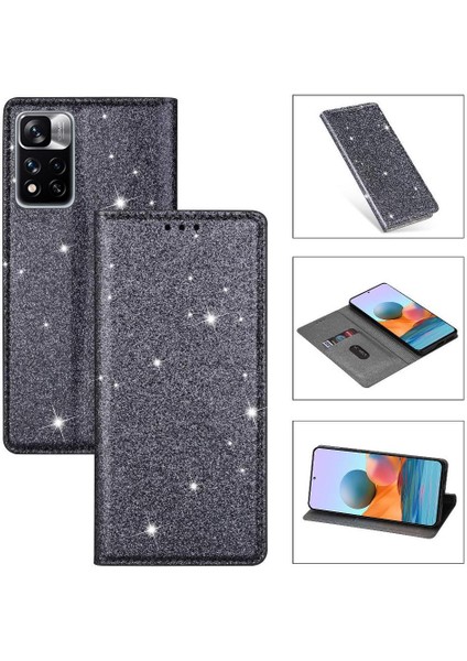 Glitter Flip Case Redmi Için Not 11 4G/11S 4g Kart Tutucu Pu Flip (Yurt Dışından)
