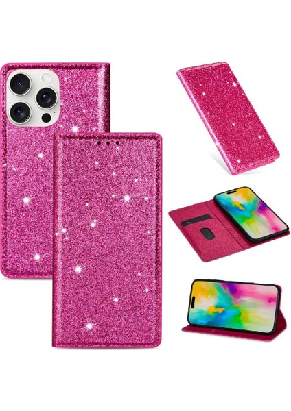 IPhone 16 Pro Max Manyetik Kapatma Flip Case Cüzdan Için Glitter Flip Case (Yurt Dışından)