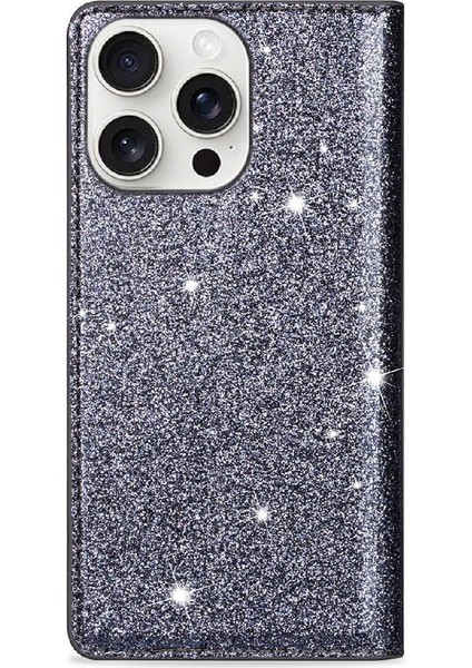 IPhone 16 Için Glitter Flip Case Pro Pu Deri Flip Case Cüzdan Manyetik (Yurt Dışından)