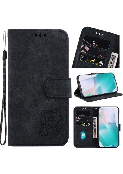 Kenar 50 Pro 5g Kabartmalı Sevimli Kaplan Kartı Cep Flip Için Kılıf (Yurt Dışından)