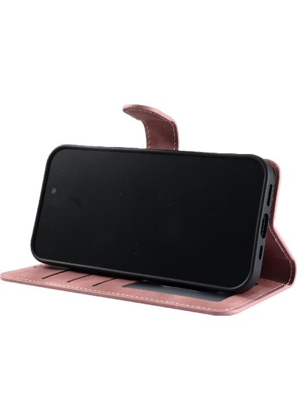 IPhone 15 Için Flip Case Pro Cüzdan Kart Yuvaları Manyetik Kickstand Pu Bilek (Yurt Dışından)