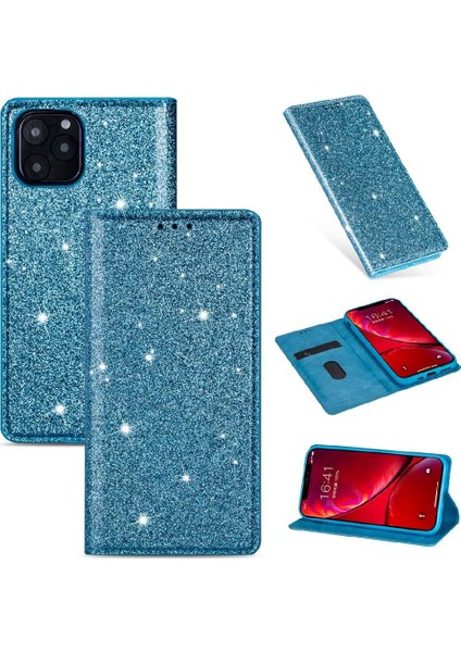 IPhone 12 Kart Tutucu Manyetik Kapatma Pu Deri Için Glitter Flip Case (Yurt Dışından)