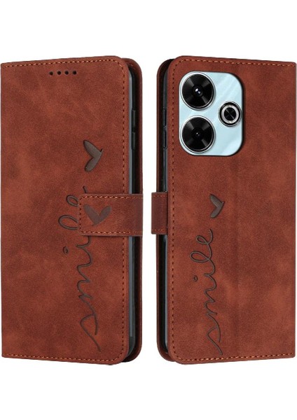 Poco M6 4g Kickstand Yan Toka Pu Deri Aşk Için Flip Case (Yurt Dışından)