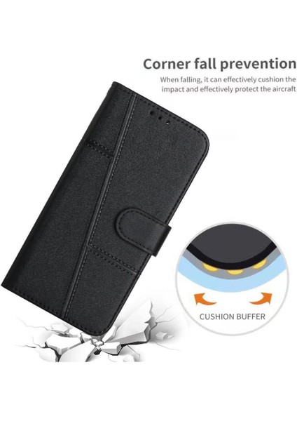Poco M6 4g Yan Toka Için Flip Case Tam Koruma Kartı Pu (Yurt Dışından)
