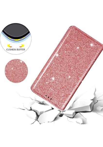 IPhone 12 Kart Tutucu Manyetik Kapatma Pu Deri Için Glitter Flip Case (Yurt Dışından)