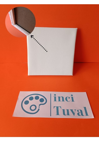 20 x 20 cm Tuval Profesyonel %100 Pamuk 380 gr Ressam Dokulu Astarlı Gergin Arkadan Zımbalı