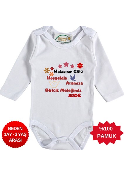Halasının Gülü Hoş Gelmiş Aramıza Yazılı Kişiye Özel Bebek Zıbın
