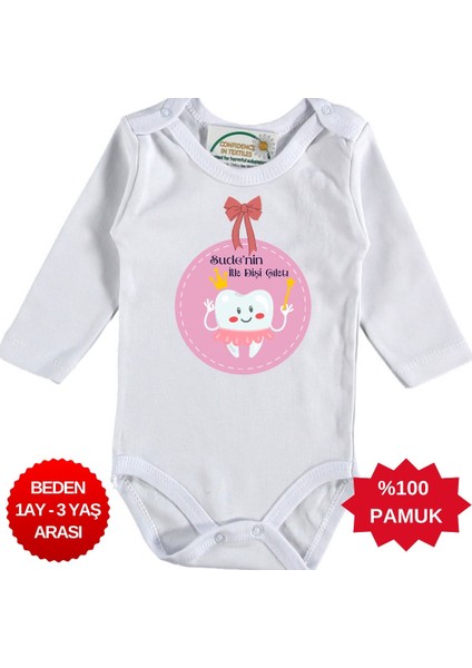 Ilk Dişi Çıktı Yazılabilen Kişiye Özel Kız Bebek Zıbın