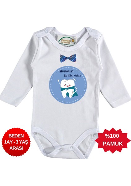 Ilk Dişi Çıktı Yazılabilen Kişiye Özel Erkek Bebek Zıbın