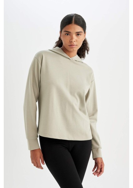 Fit Standart Fit Kapüşonlu Skuba Dalgıç Kumaş Sporcu Basic Düz Sweatshirt A5626AX24AU