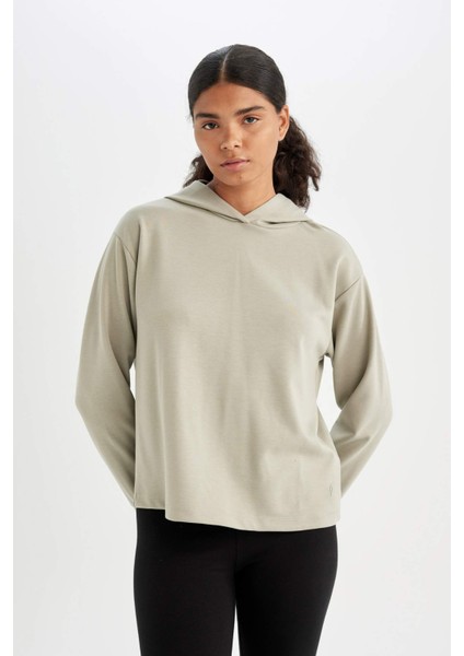 Fit Standart Fit Kapüşonlu Skuba Dalgıç Kumaş Sporcu Basic Düz Sweatshirt A5626AX24AU