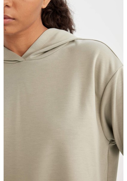 Fit Standart Fit Kapüşonlu Skuba Dalgıç Kumaş Sporcu Basic Düz Sweatshirt A5626AX24AU