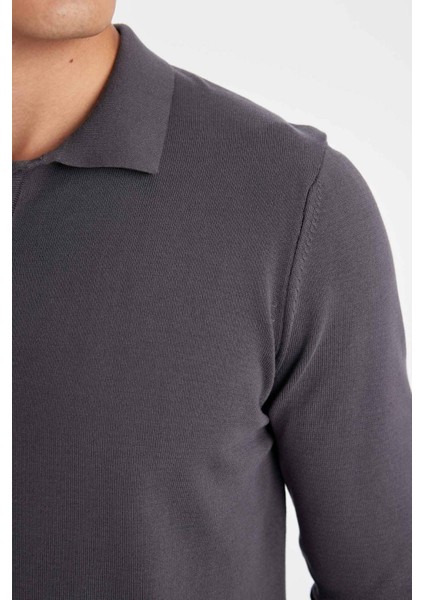 Standart Fit Normal Kesim Polo Yaka Yumuşak Dokulu Premium Triko Kazak D0454AX24AU indirimleri