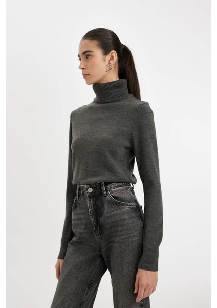 Regular Fit Yumuşak Dokulu Balıkçı Yaka Basic Düz Triko Kazak H1651AZ24WN modelleri