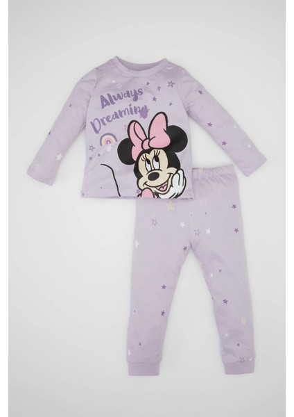 Kız Bebek Disney Mickey & Minnie Uzun Kollu Penye Pijama Takımı D3617A524WN