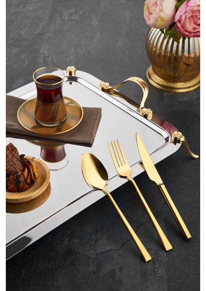 Dilay 36 Parça 6 Kişilik Titanyum Gold Çatal Kaşık Bıçak Takımı 3mm fiyatları