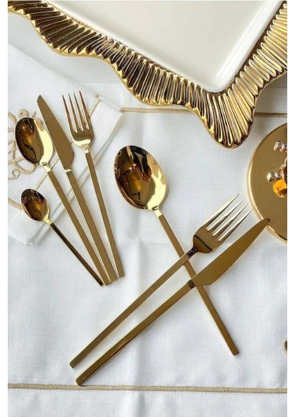 Dilay 36 Parça 6 Kişilik Titanyum Gold Çatal Kaşık Bıçak Takımı 3mm indirimleri