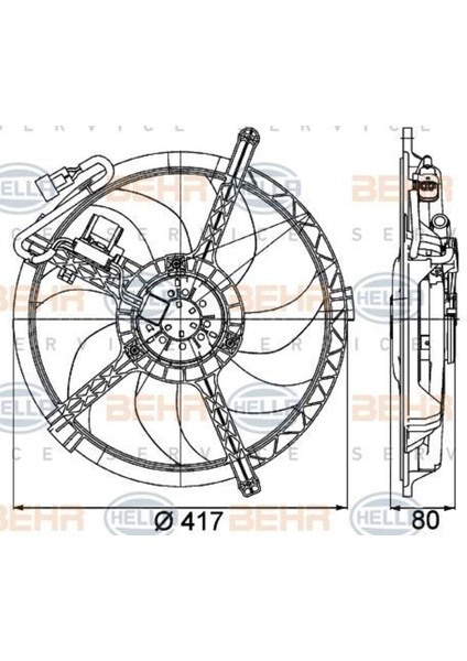 CFF250000P CFF250000P Fan Motoru (Çap 401MM) R56 R57 R55 R58 N18 B16 A (ENO:8EW351042731)