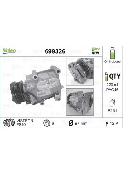 699326 699326 Klima Kompresörü Fiesta Focus Fusion Transit connect