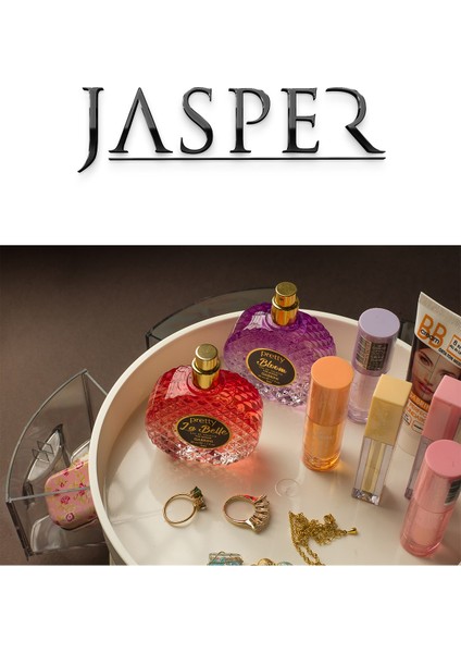 Jasper 360° Dönerli Iki Katlı Çok Amaçlı Kozmetik Takı Kutusu Aksesuar Düzenleyici Makyaj Organizeri