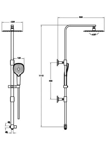 Bliss Square Duş Sistemi Fırçalı Nikel A4578934 fiyatları