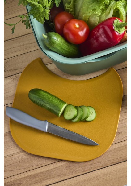 Tasty+5 Prç. Çok Amaçlı Karıştırma Kabı+Süzgeç+Kesme Tahtası Hazırlık Seti-Veggy