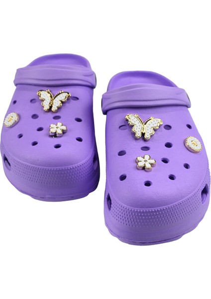 Taşlı Süslü Kelebekli Hafif Rahat Sandalet Çocuk Crocs Terlik