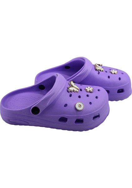 Taşlı Süslü Kelebekli Hafif Rahat Sandalet Çocuk Crocs Terlik
