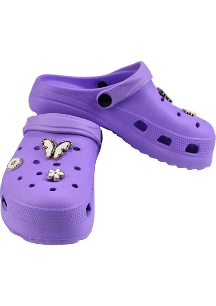 Taşlı Süslü Kelebekli Hafif Rahat Sandalet Çocuk Crocs Terlik