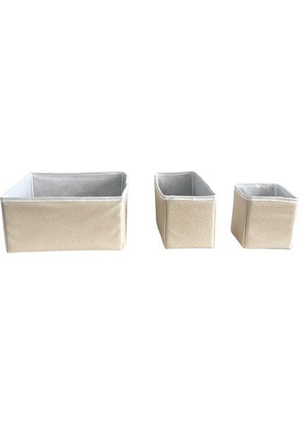 3'lü Çekmece Içi Çamaşır Düzenleyici Çocuk Odası Katlanır Saklama Kutusu Organizer Set-Bej Deri fiyatları