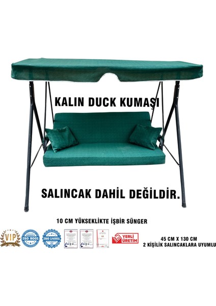 Lüks Duck Vip Salıncak Minder Seti 10 cm Süngerli Tenteli Salıncak Minder Seti-Yeşil