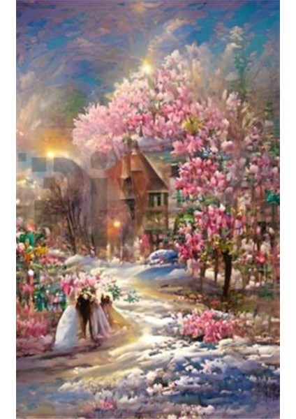 Pembe Kış Çiçekleri Pixart Sanat 38 x 51 cm