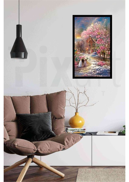 Pembe Kış Çiçekleri Pixart Sanat 38 x 51 cm
