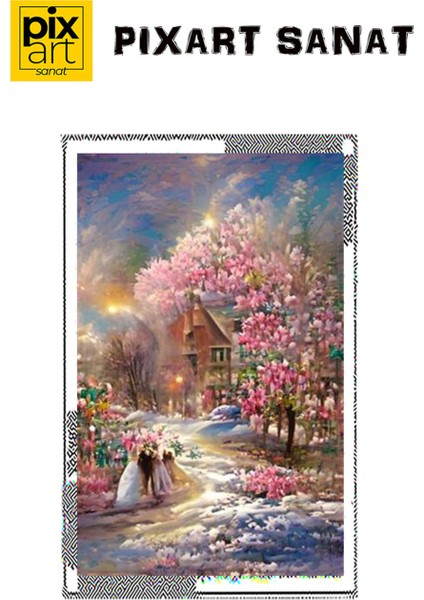 Pembe Kış Çiçekleri Pixart Sanat 38 x 51 cm