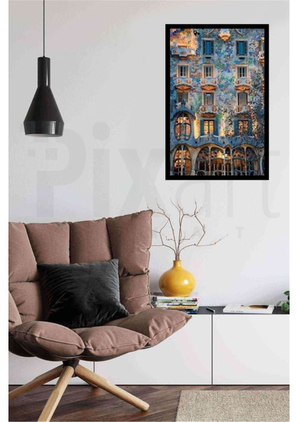 Barcelona Evleri Pixart Sanat Elmas Mozaik Tablo Diamond Türkiye 41 x 74 cm fiyatları