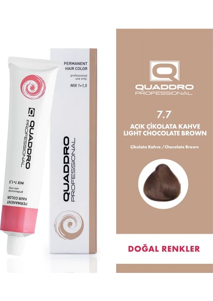 Quaddro Professional Quaddro Professıonel Saç Boyası 7.7 Açık Çikolata Kahve 100 ml