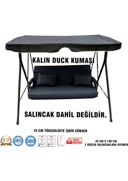 Vip Home Concept Lüks Duck Vip Salıncak Minder Seti 10 cm Süngerli Tenteli Salıncak Minder Seti-Siyah