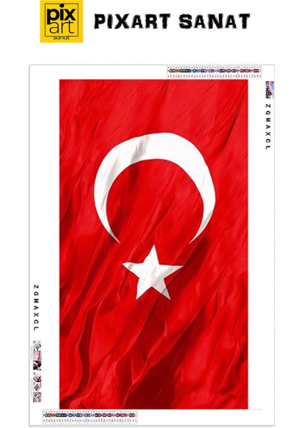 Türk Bayrağı PixArt Sanat Elmas Mozaik Tablo Diamond Türkiye 40*60