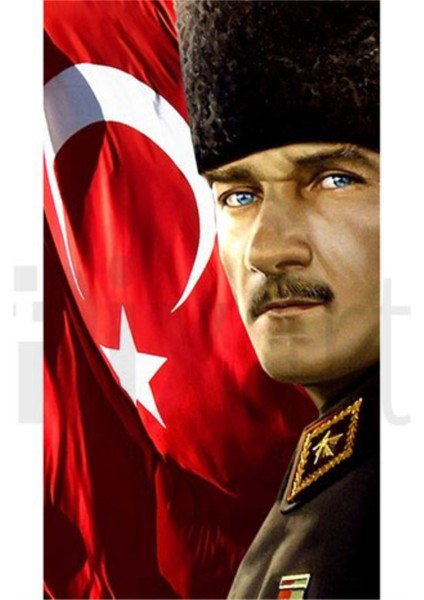 Mustafa Kemal ve Bayrak PixArt Sanat Elmas Mozaik Tablo Diamond Türkiye 40*60