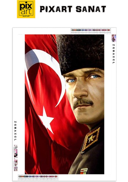 Mustafa Kemal ve Bayrak PixArt Sanat Elmas Mozaik Tablo Diamond Türkiye 40*60 fırsatları