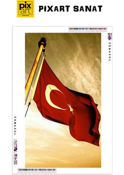 Dalgalanan Türk Bayrağı PixArt Sanat Elmas Mozaik Diamond Türkiye 40*60