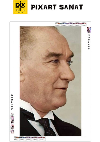 Mustafa Kemal Paşa PixArt Sanat Elmas Mozaik Tablo Diamond Türkiye 40*60