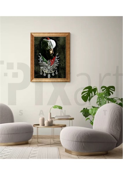 Fatih Sultan Mehmet ve Osmanlı Tuğrası PixArt Sanat Elmas Mozaik Diamond Türkiye 50*35