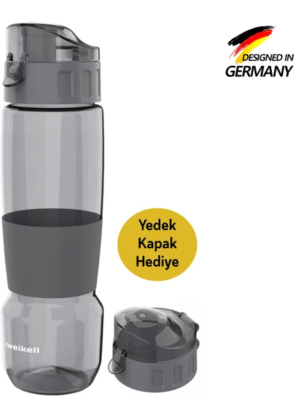 Pivot Switch Grey Bpa Içermez 650 ml Tritan Kırılmaz Suluk - Su Matarası - Yedek Kapak Hediyeli